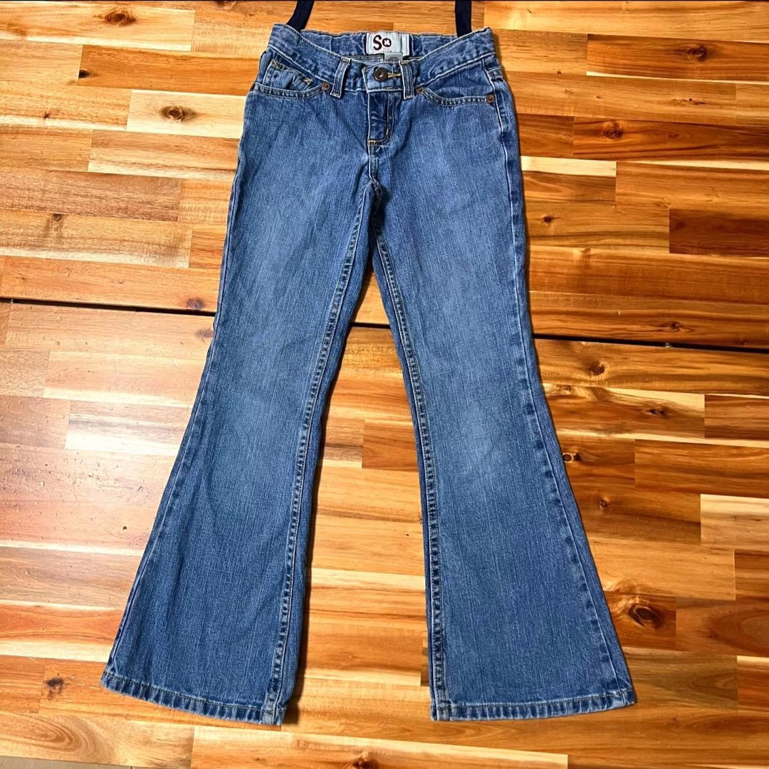 Girls Flare Denim Pants, Babies & Kids, Babies & Kids Fashion on Carousell
