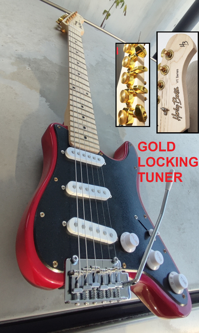 GOLD LOCKING TUNER Harley Benton Electric Guitar, Hobbies & Toys, Music
