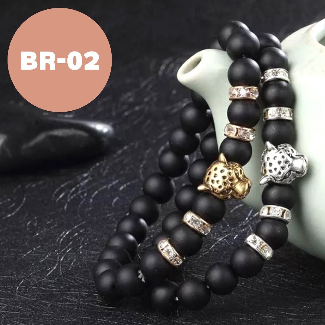 Mens black bead bracelet sales