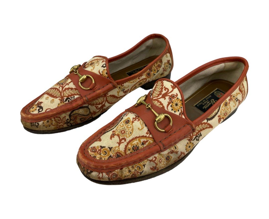 Gucci 1953 Collection Horsebit Paisley Cavas Gold Fittings Loafers