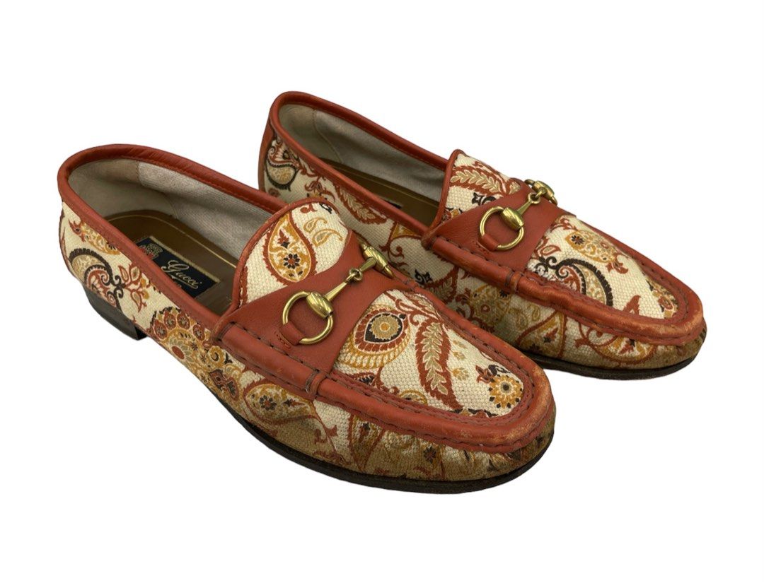 Gucci 1953 Collection Horsebit Paisley Cavas Gold Fittings Loafers