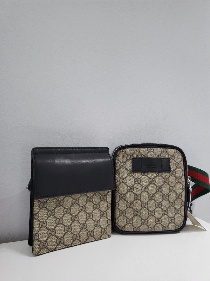 Gucci Double Web Belt Bag GG Supreme Canvas for Men