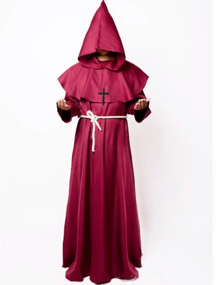 Halloween wizard cosplay medieval monk hooded robe costume hat
