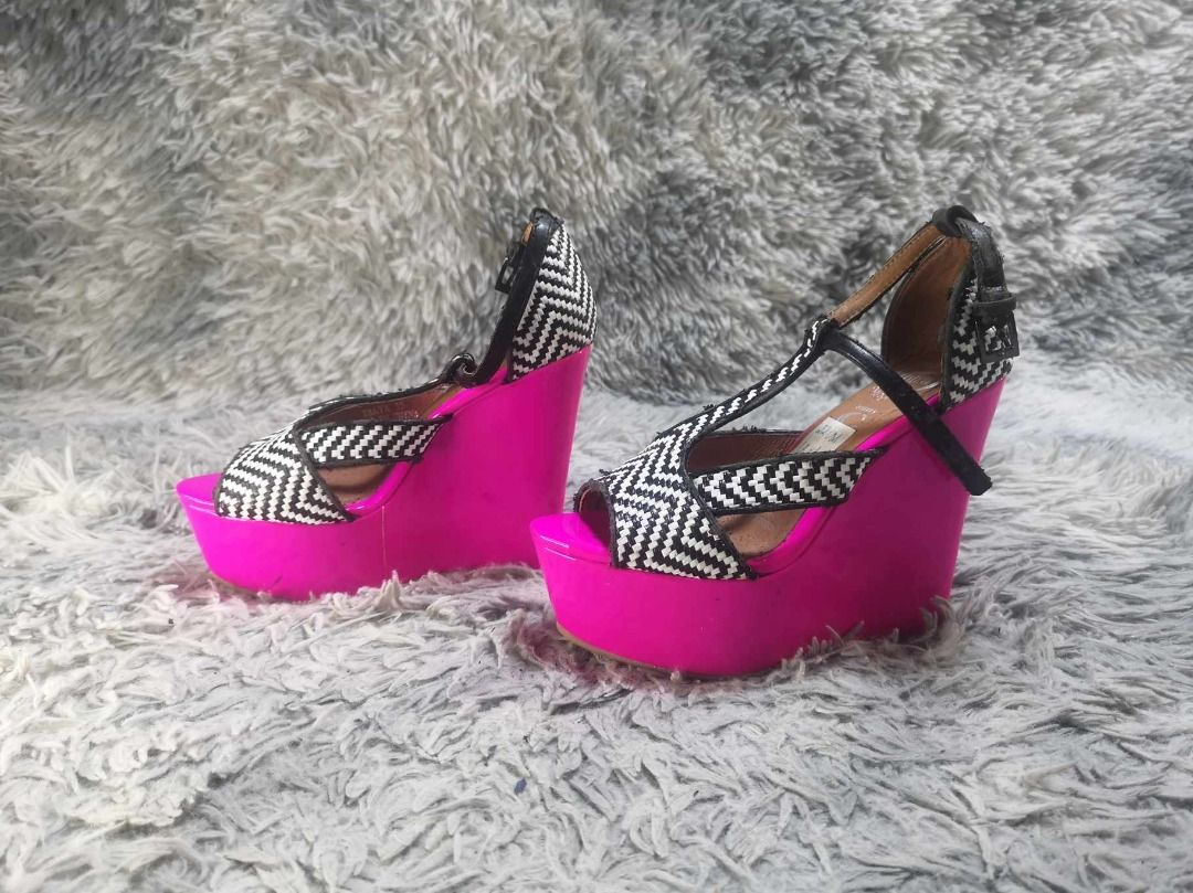 Pink and black wedges on sale