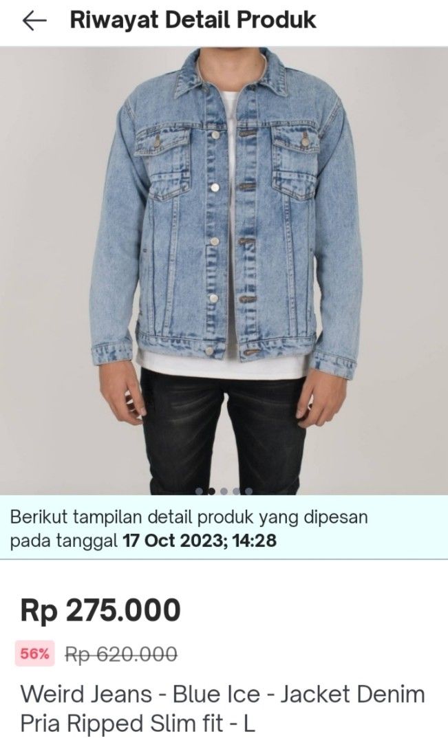 Jaket Denim Pria BARU GRESS Ada Bukti Beli di Tokped 17 Oktober datang 19 Oktober