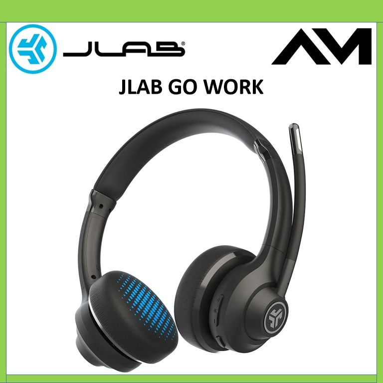 JLab Go Work Wireless Headsets with Microphone, 45+ Playtime PC Bluetooth  Headset and Multipoint Connect to Laptop Computer and Mobile, Wired or