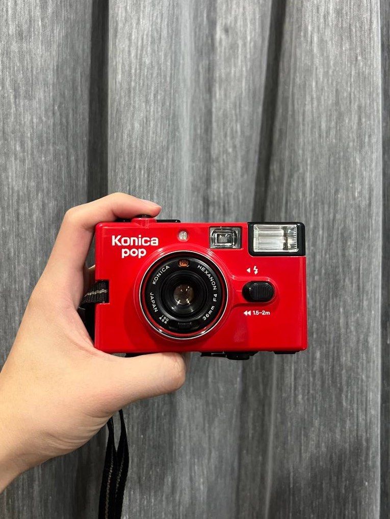 Konica Pop Red (Rare) film camera 35mm, Photography, Cameras on Carousell