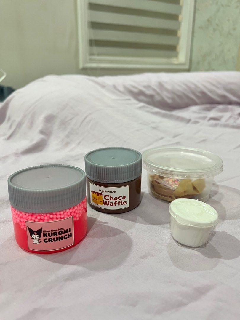 Kuromi & Choco Waffle / Smores Slime Kit! (Category: Designer & Blind Box Toys) located in Quezon City. Submitted by envti (Listing ID 1261054092, Image 1). Description: Take both kits for P220! Comes with slime fixer.