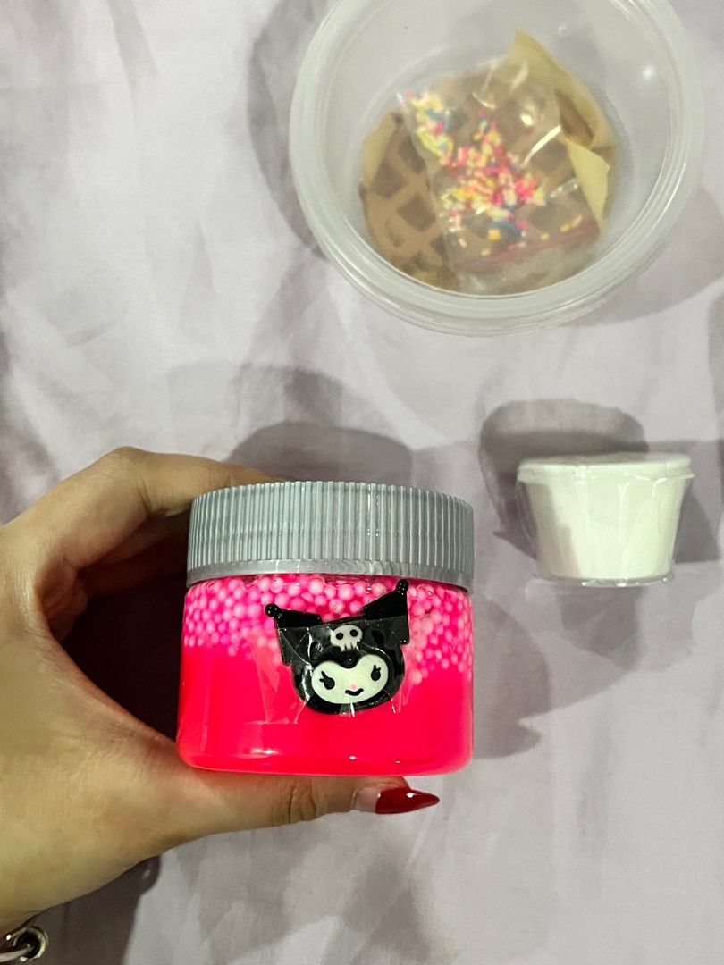Kuromi & Choco Waffle / Smores Slime Kit! (Category: Designer & Blind Box Toys) located in Quezon City. Submitted by envti (Listing ID 1261054092, Image 2). Description: Take both kits for P220! Comes with slime fixer.