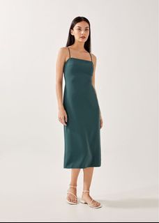 LB Love Bonito Padded Strappy Back Column Dress in Emerald