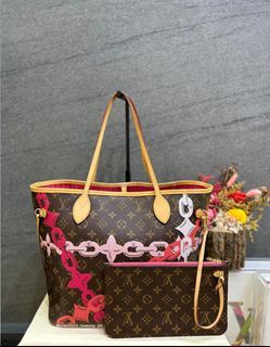 Louis Vuitton Monogram Sabia Cabas MM M93496 Handbag Tan Pink