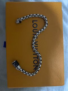 Louis Vuitton Monogram Chain Bracelet Grey Metal & Monogram Canvas. Size M