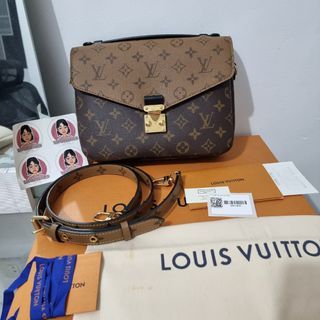 Auth Louis Vuitton Monogram Reverse 2way Bag Pochette Metis MM M44876