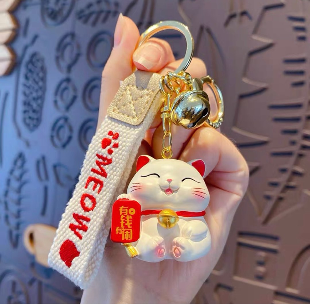 Lucky Cat Keychain Hobbies Toys Toys Games on Carousell