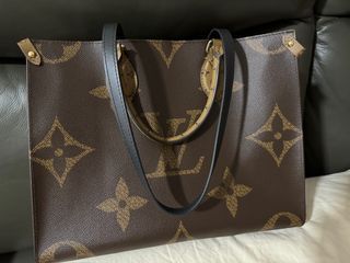 M45494 LV on the go MM SIZE creme colour Bicolour Monogram Empreinte  Leather, Women's Fashion, Bags & Wallets, Tote Bags on Carousell