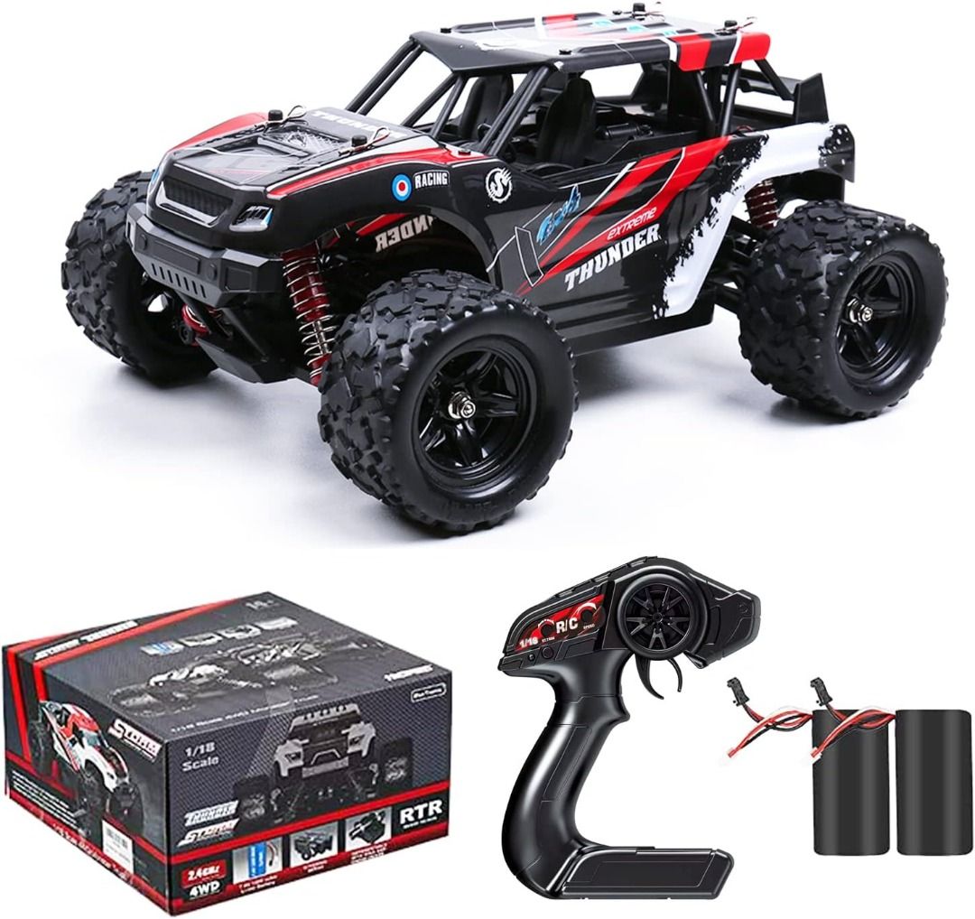 MaxTronic RC Cars,High Speed Remote Control Car for Adults,1:18 Scale 36  KM/H 4WD Off Road RC Monster Truck,All Terrain Electric Cars Two  Rechargeable