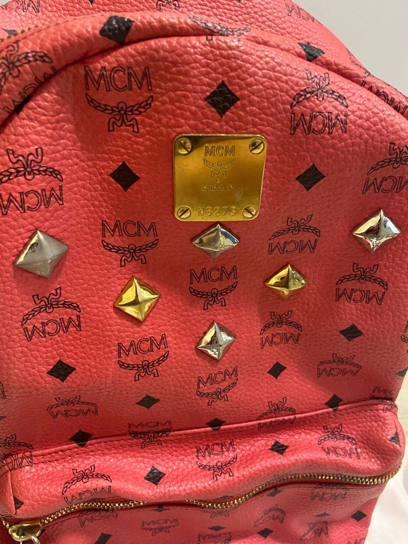 Fake red mcm backpack shop