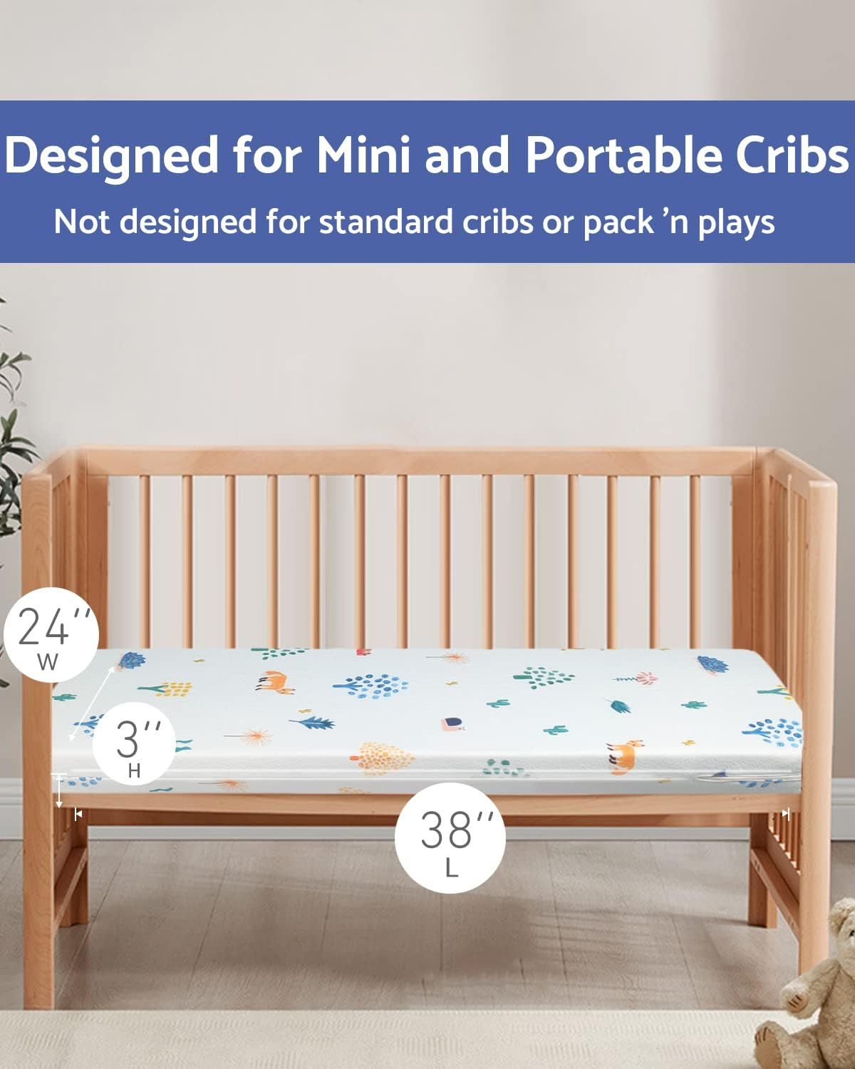 Mini Crib Mattress 2 Stage Dual Firmness Cooling Gel Memory Form
