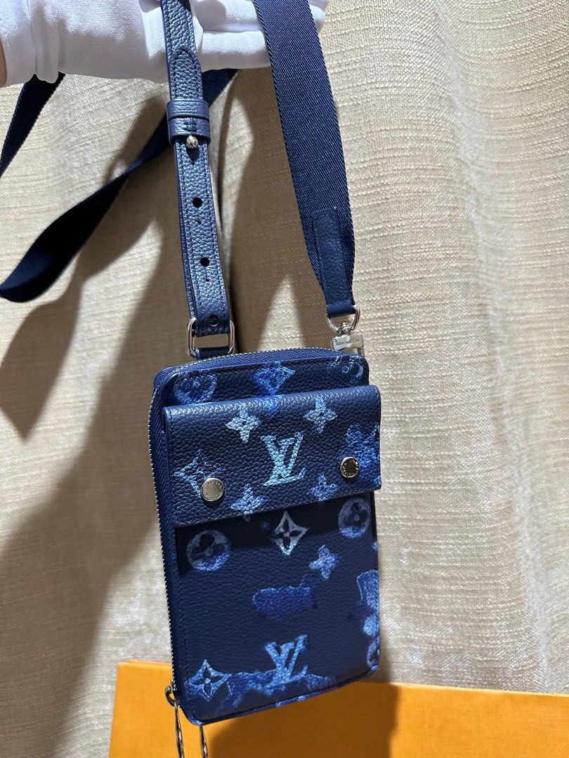 Louis Vuitton LV Unisex Phone Pouch Ink Watercolor Cowhide Leather