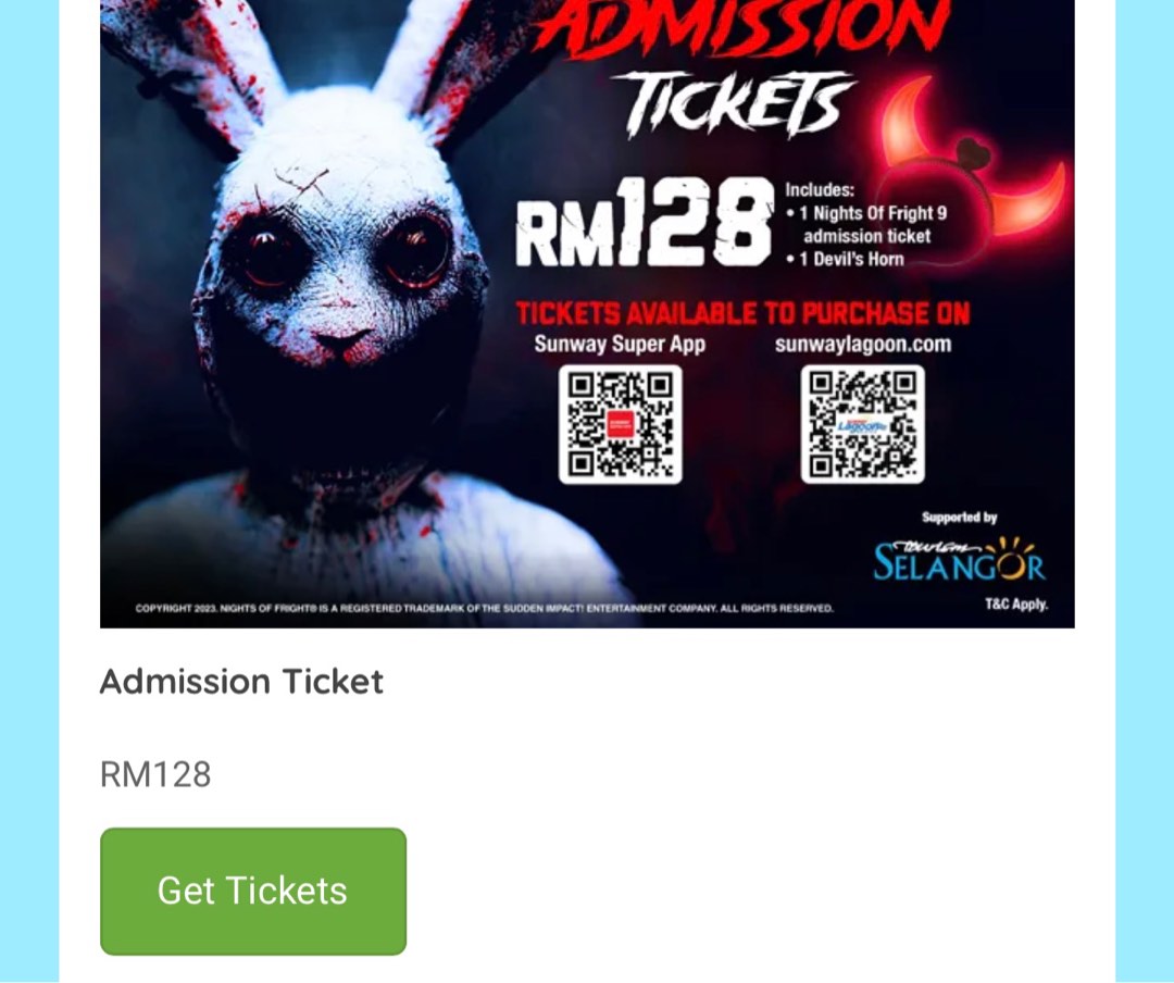 NIGHTS OF FRIGHT 9 TICKET 22 OCTOBER, Tickets & Vouchers, Event Tickets