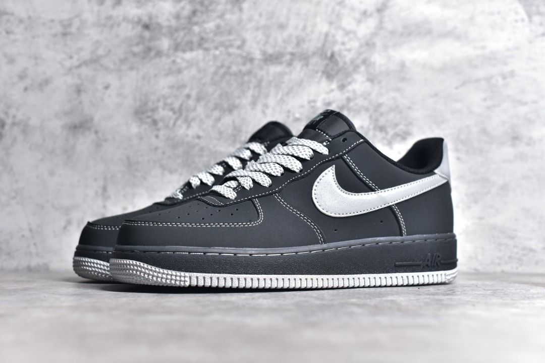 Nike air force 1 black and silver online