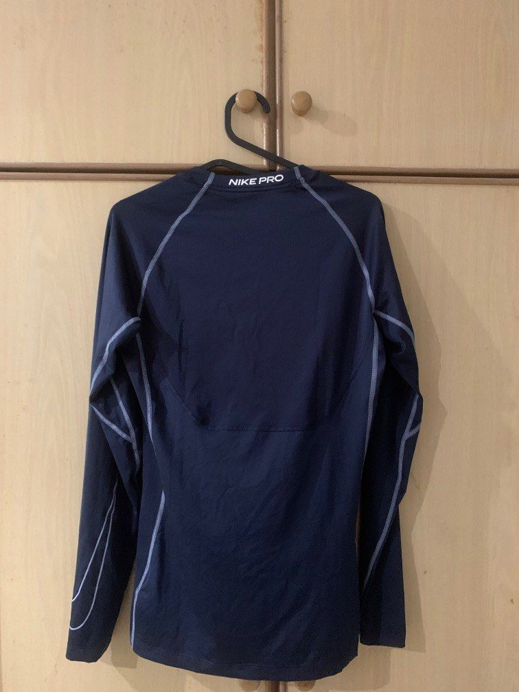 Navy blue nike compression sale shirt