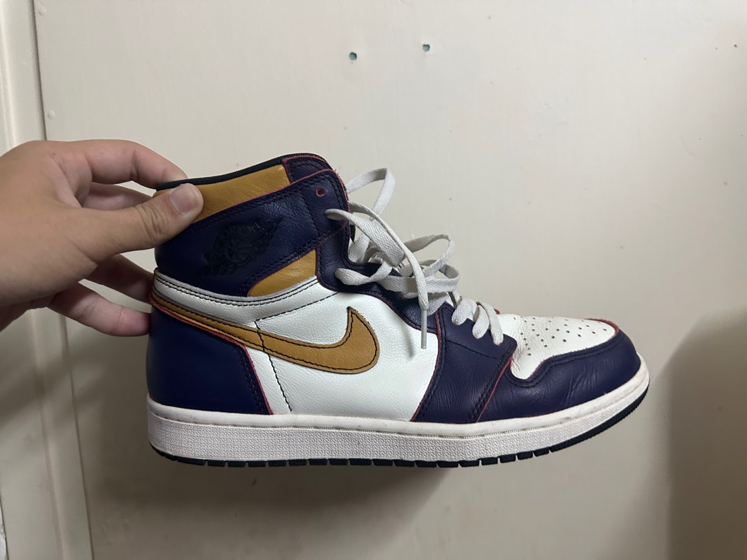 Nike SB Air jordan 1湖人配色lakers 刮刮樂, 男裝, 鞋, 波鞋- Carousell