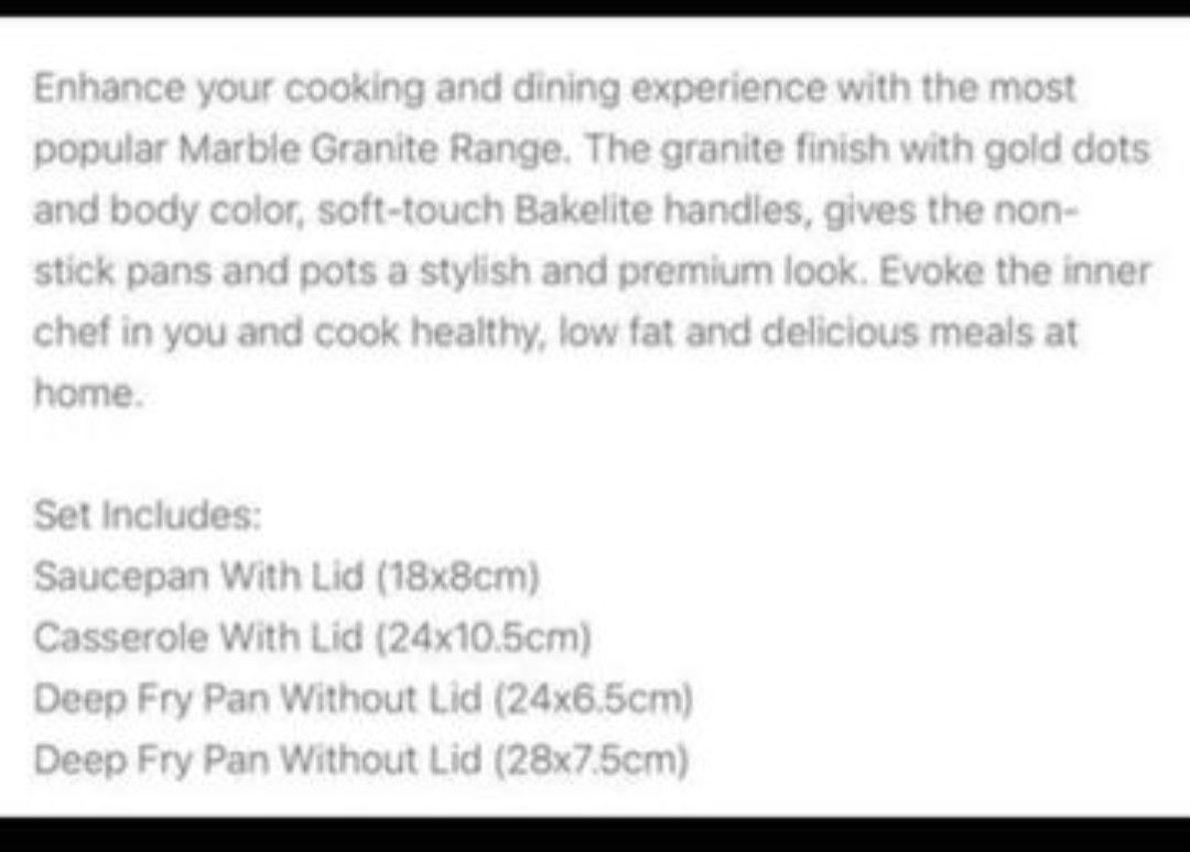 Noon Premium Granite / Marble Coated Cookware Set, Furniture & Home