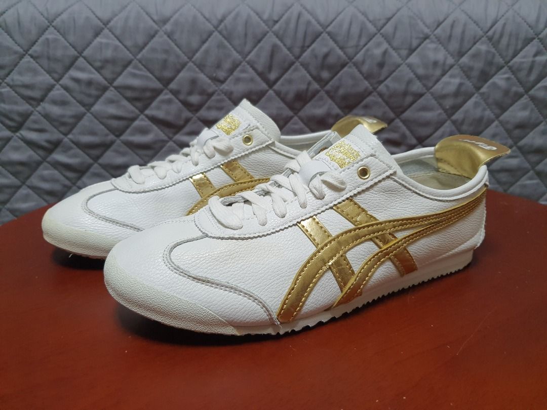 Onitsuka white and gold hotsell