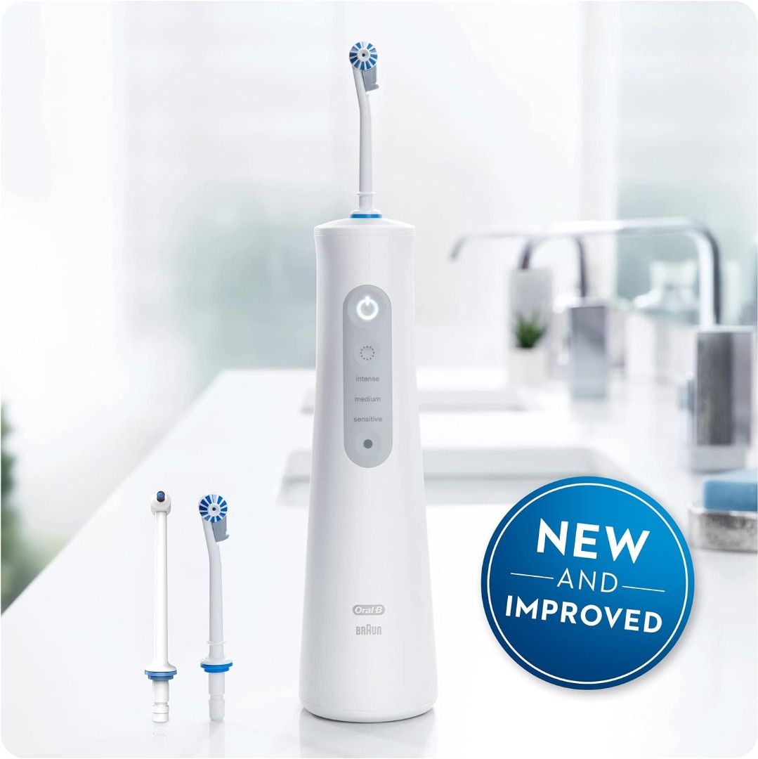OralB Water Flosser Advanced, Portable Oral Irrigator Handle with 2
