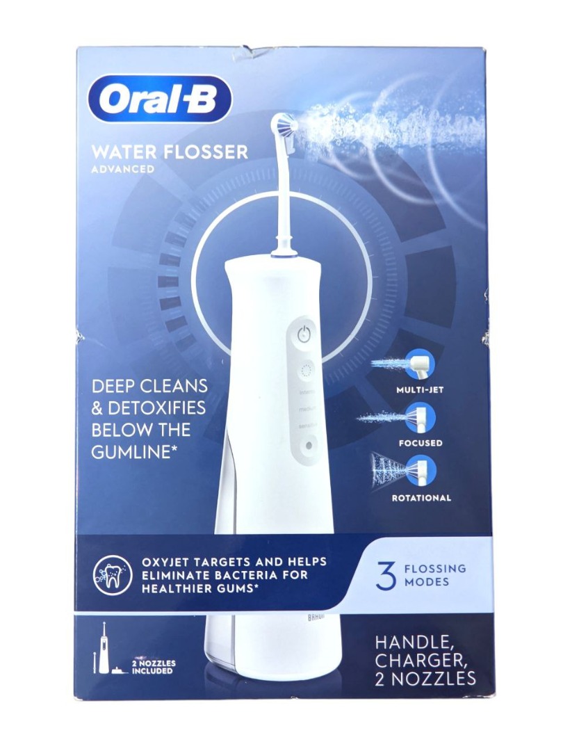 OralB Water Flosser Advanced, Portable Oral Irrigator Handle with 2