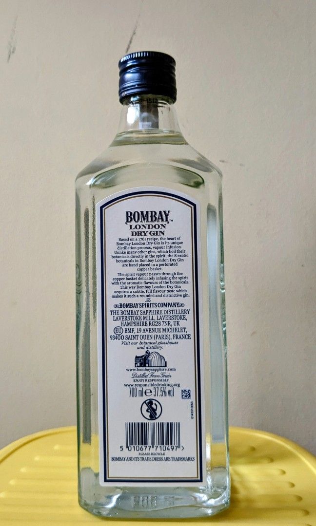 on Food 700ml, New Gin, unopened., Original & Beverages and Dry 37.5% Bombay Alcoholic Carousell London Drinks, vol.