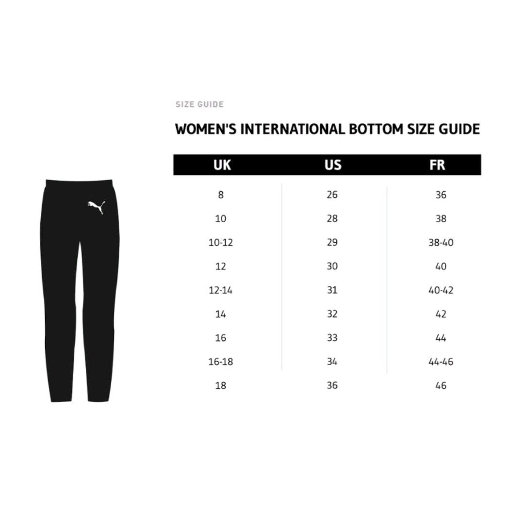 Puma women's size guide top