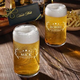 Personalized Etched Beer Glass with personalized gift box christmas groomsman gift set giveaway