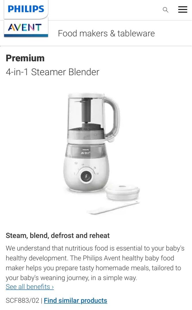 Philips Avent 4in1 Steamer Blender, Babies & Kids, Nursing & Feeding