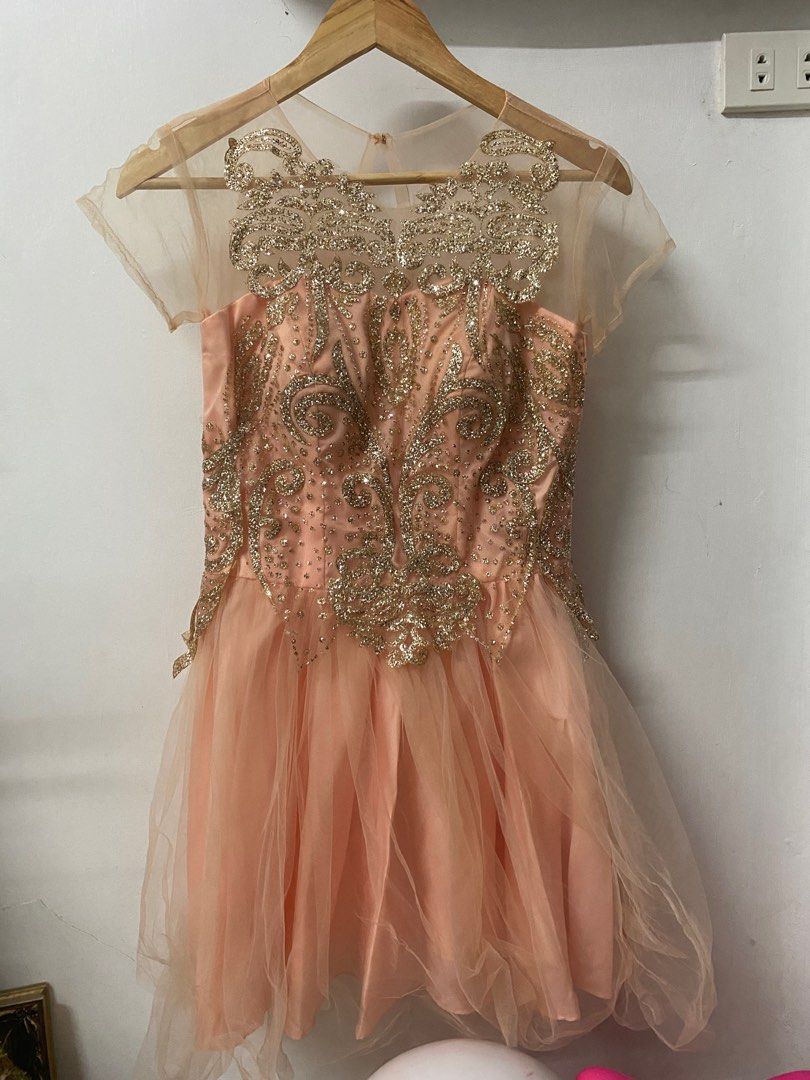 Pink Coral Peach Cocktail Dress for Graduation Bridesmaid Wedding Debut