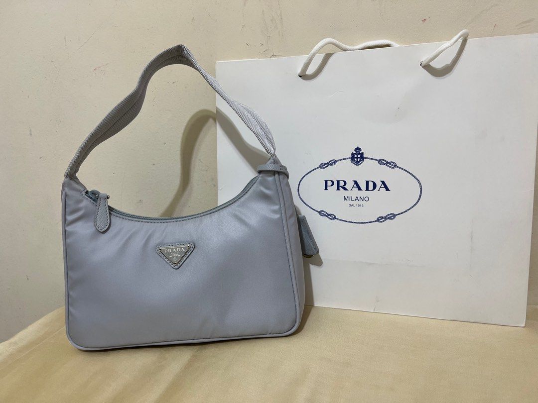 Prada hobo 2000 矢車菊藍 二手 保存良好 極新 普拉達 腋下包