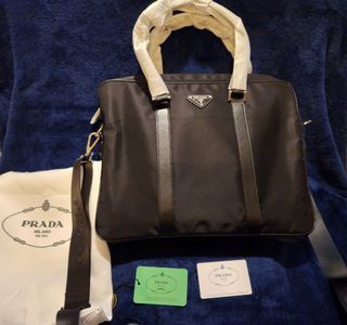 Pre-owned Prada Elegant Briefcase #39173 Leather Laptop Bag