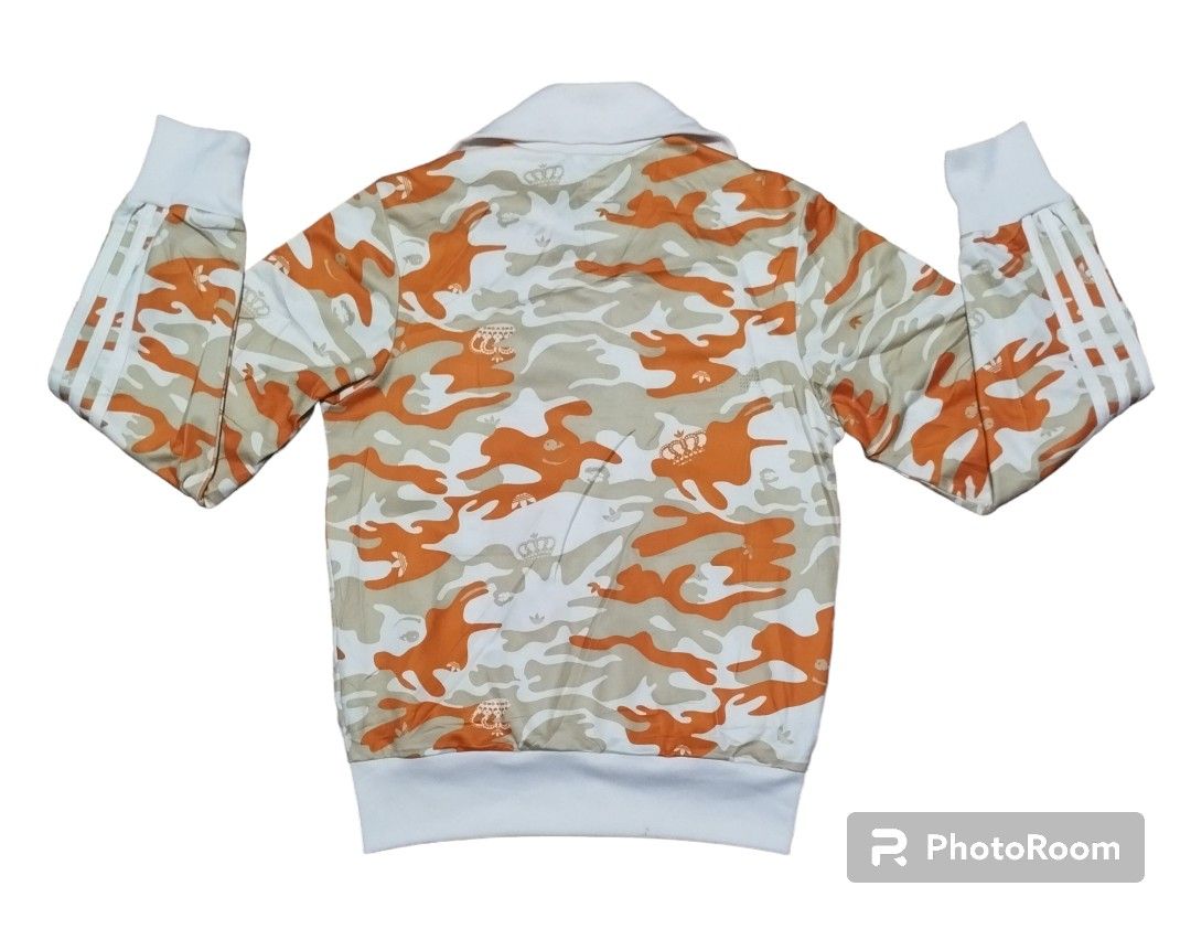 Rare Adidas Womens Jacket Missy Elliott Camo Zip Up Orange Cream