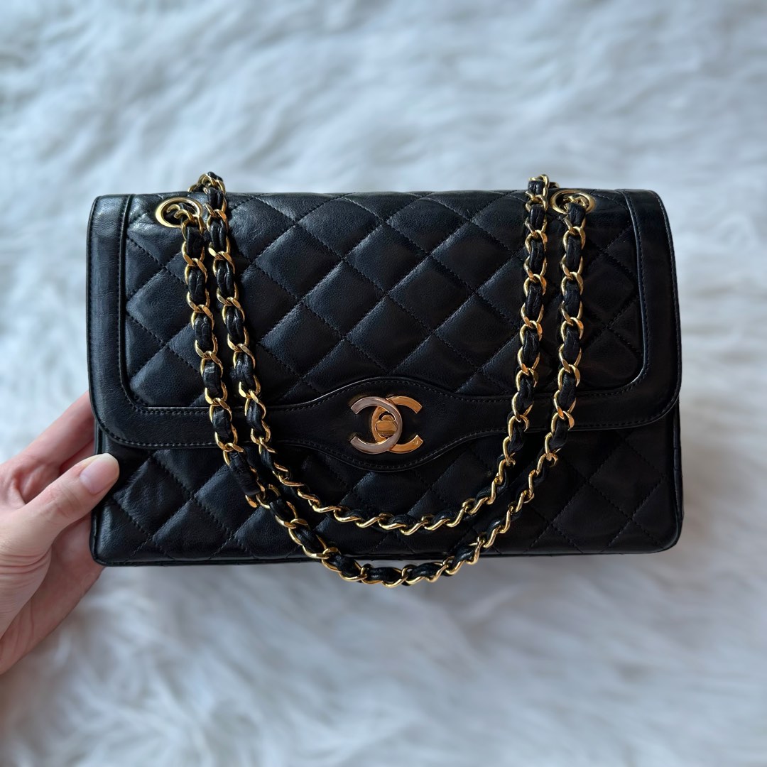 Chanel Black Quilted Lambskin Paris Limited Edition Mini Double