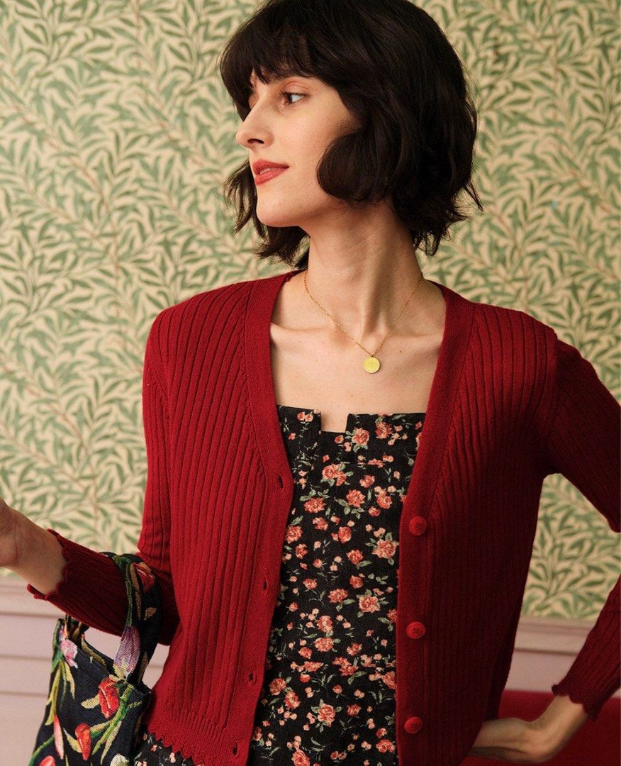 Red ribbed clearance cardigan