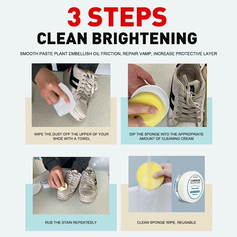 SG Stock White shoes cleaner with brush Sneaker cleaner Shoe stain remover White shoe polish White shoe cleaning cream AG0833