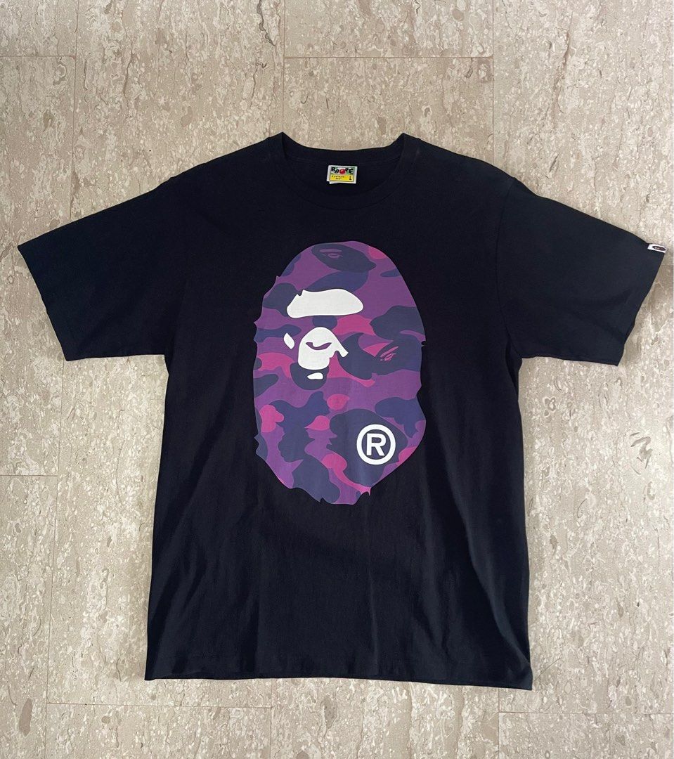 Black and purple shop bape shirt