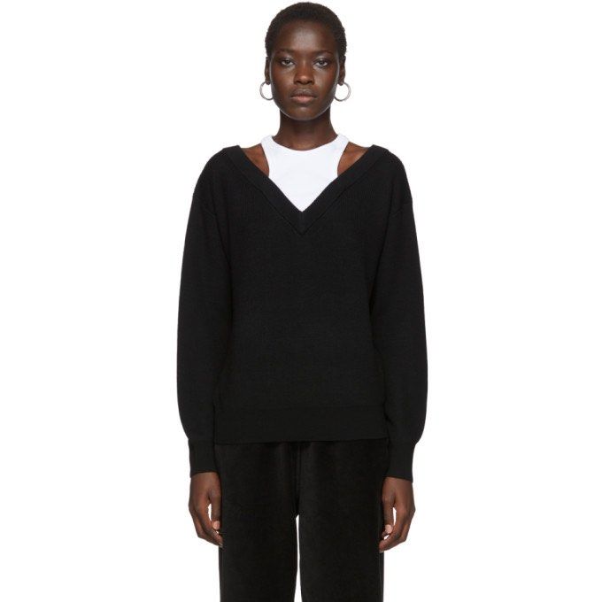 T by Alexander Wang Bi layered V neck Sweater Women s Fashion