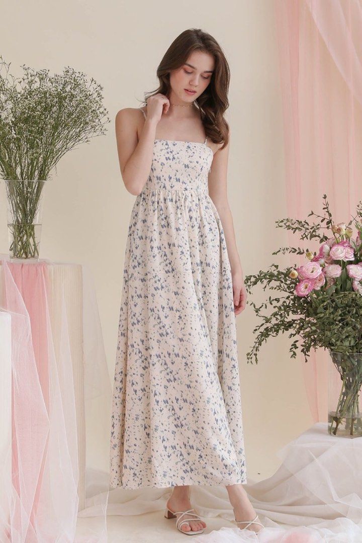 TheWillowLabel Cecilia Floral Maxi Dress in White Women s Fashion