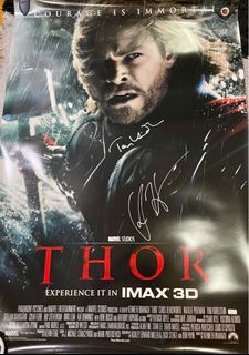 Thor 27x40 Movie Poster signed by Chris Hemsworth & Tom Hiddleston