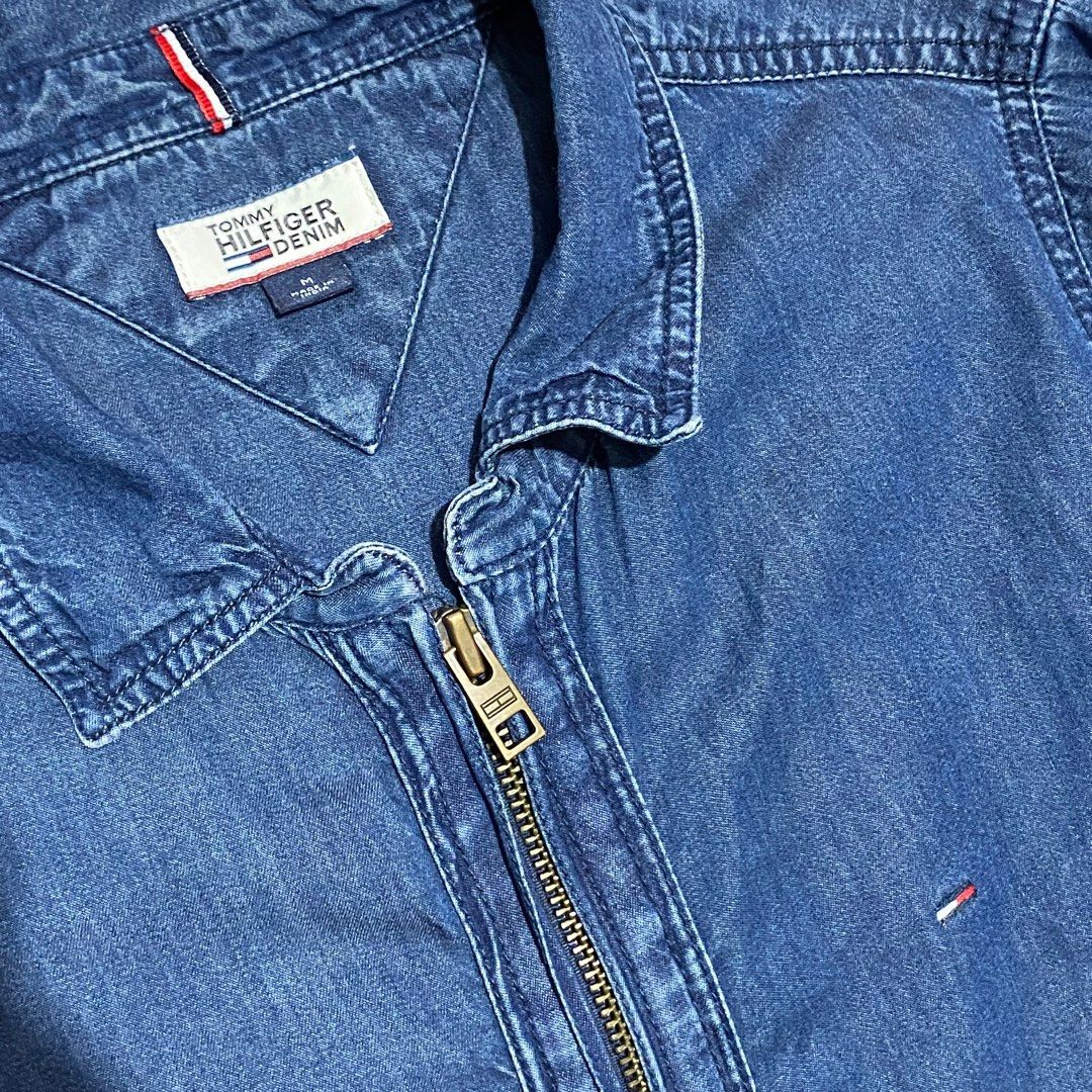 LUXURY TOMMY HILFIGER Denim Double Zipper Long Shirt Dress Rare