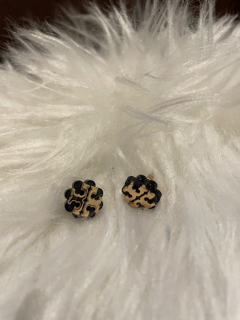 Tory burch logo flower resin stud earring on sale