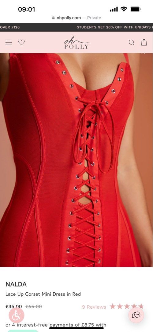 Nalda Lace Up Corset Mini Dress in Red
