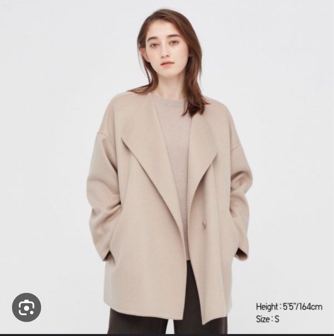 Uniqlo double face collarless coat online